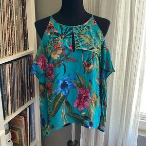Parker Cold Shoulder Tropical Blouse, XL